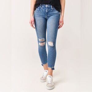 Frame Le High Skinny Crop Clarin Rips Distressed Jeans 26